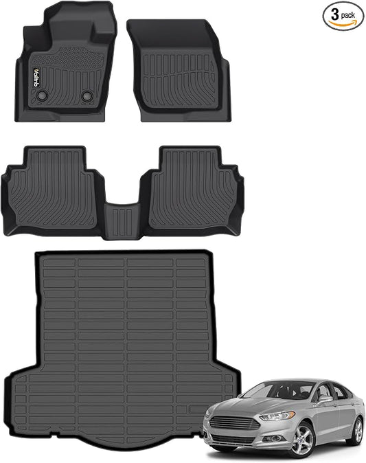 Floor Mats & Cargo Liner Fit for Ford Fusion 2013-2016 & Lincoln MKZ 2013-2016 All Weather Liners Custom Fit Ford Fusion 2013-2016 & Lincoln MKZ Waterproof Durable Easy to Clean Accessories