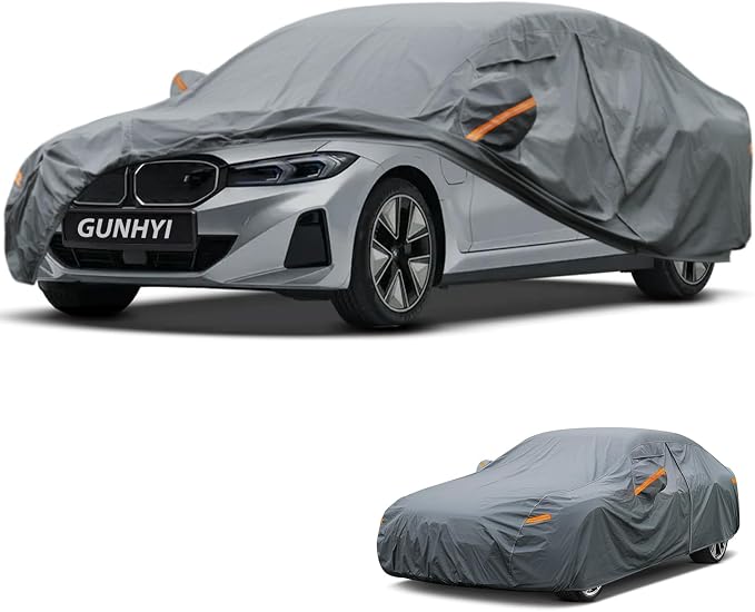 GUNHYI Premium Car Cover Custom Fit BMW i3 Sedan, 16 Layers Heavy Duty Car Cover Waterproof All Weather with Zipper Door for Sun Rain Snow Dust Uv Protection