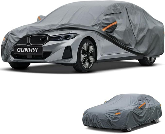 GUNHYI Premium Car Cover Custom Fit BMW i3 Sedan, 16 Layers Heavy Duty Car Cover Waterproof All Weather with Zipper Door for Sun Rain Snow Dust Uv Protection