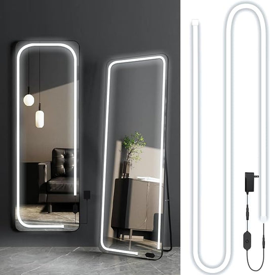 Led Vanity Mirror Lights, 13.2FT 6000k Full Body Mirror Light Strip, Stick on Vanity Lights with AC Adapter Touch Control, Makeup Lighting for Full Body Mirror/Makeup Table/Bathroom