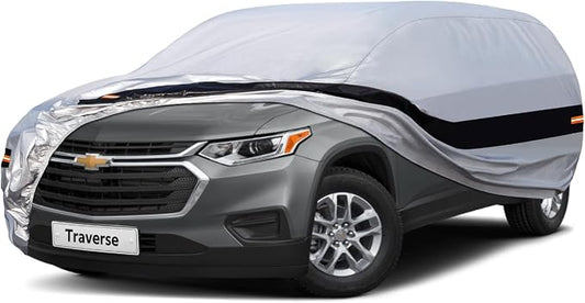 10 Layers SUV Car Cover Custom Fit for Chevrolet Chevy Traverse (2009-2024) Waterproof All Weather for Automobiles, Outdoor Full Cover Rain Sun UV Protection.Silver