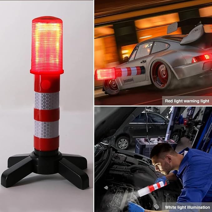 Encell Set of 2 LED Road Safety Flares Roadside Emergency Warning Signal Beacon,Blue