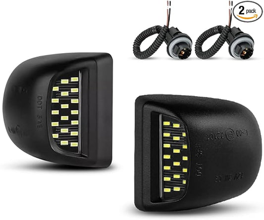 LESAUCE LED License Plate Lights Tag Lights Assembly Replacement for Chevy Silverado GMC Sierra 1500 2500 3500 Tahoe Suburban Escalade Yukon XL, 2PCS