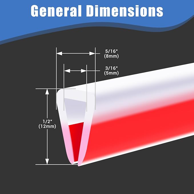 Clear Rubber Edge Trim, Self-Adhesive Rubber Edge Trim, Edge Protector for Sheet Metal, Glasses or Flexi Glasses, Silicone Rubber Material, Transparent Color, Fit 3/16"(5mm), Length 10Ft