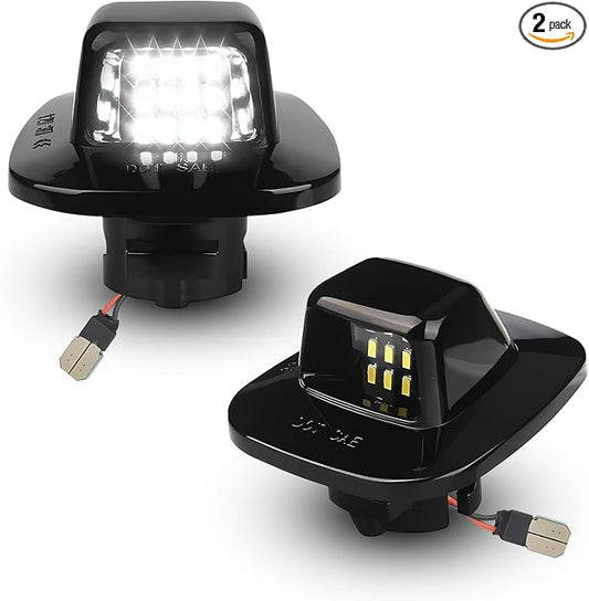 LESAUCE LED License Plate Light Lamp Assembly Compatible with 1988-1999 Chevy C1500 K1500 Silverado Sierra Pickup Tahoe Yukon Blazer S10 Sonoma S15 Black Housing 6000K White, Pack of 2