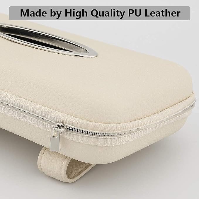 Car Tissue Holder, Sun Visor Tissue Holder, Zipper Car Visor Napkin Holder, PU Leather Backseat Tissue Case for Car,Vehicle (Beige)