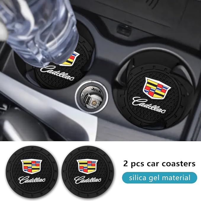 Car Cup Holder Coaster for Cadillac Series Recessed Silicone Cupholder Coaster Interior Accessories 2.75in 2Pieces Black