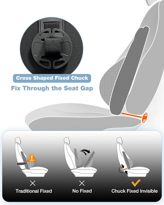 BABUR Lumbar Support Pillow for Car, Back Cushion Support for Driving Seat | Ergonomic 100% Memory Foam, Back Pain Relief, Comfort Lower Back Support for Office Chairs, Car Seat, Wheelchair