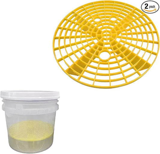Yourkar 2 PCS Car Wash Bucket Inserts, Plastic Vehicle Wash Bucket Insert Detail Grit Trap, Auto Wash Dirt Collectors Fits 12 Inch Diameter Bucket, Universal Car Accessories (Yellow, 1PCS)