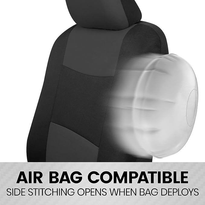 BDK PolyPro 2-Pack Front Car Seat Covers Set in Charcoal/Black - Front Seat Covers for Cars Trucks Vans SUVs Sedans, Easy to Install Front Car Seat Cover Protection, Universal Fit Car Accessories