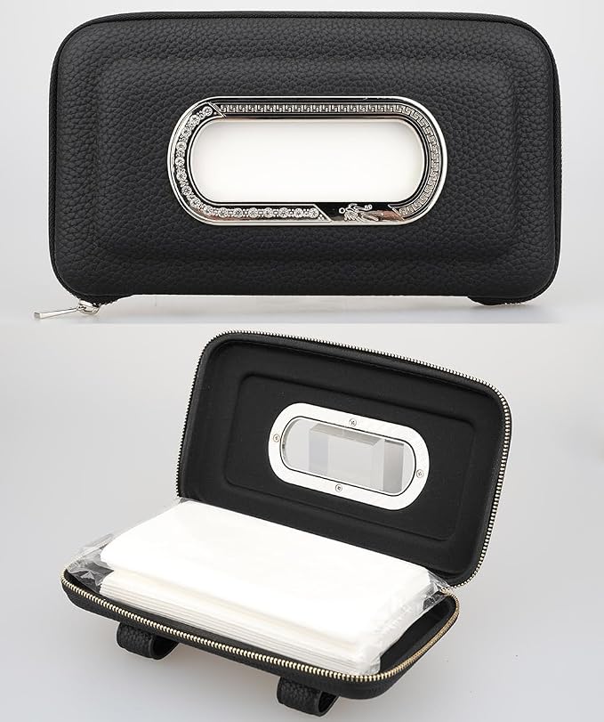 Car Tissue Holder, Visor Mask Holder, Sun Visor Napkin Holder, Mask Dispenser, Premium Leather Tissue Holder for Auto SUV Truck (Black)