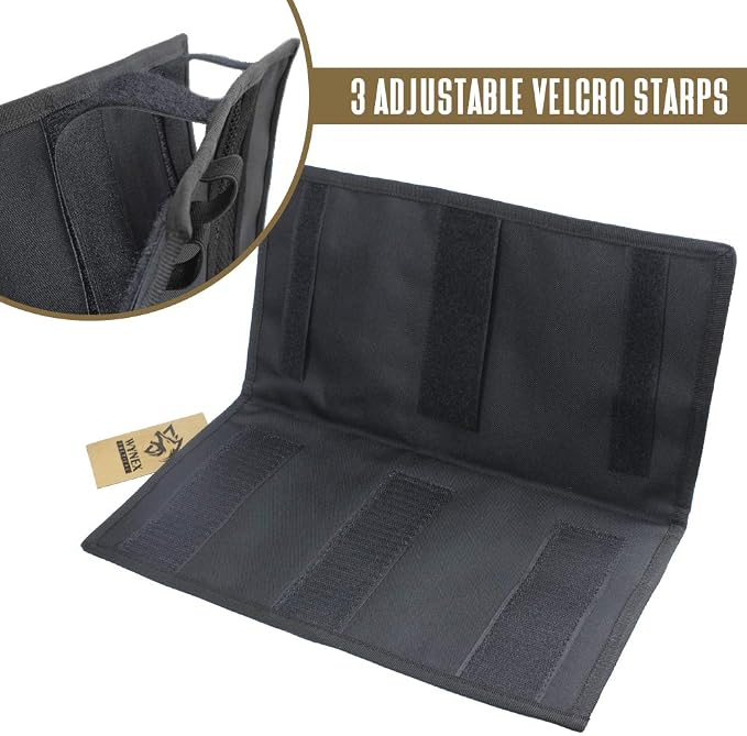 WYNEX Car Visor Organizer 2-Sided MOLLE Panel, for Car Trucks Pickup Vans | Fold:M-13.8x7", 3 Hoop-N-Loop Strap, Auto Sun Visor Storage Pouch, for Car Gadget, Daily Driving Road Trip