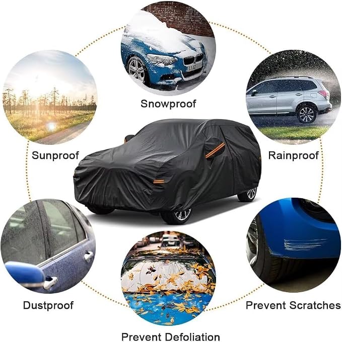 Kayme 7 Layers Hatchback Car Cover Custom Fit for Volkswagen Golf (1997-2026), Waterproof All Weather for Automobiles,Rain Sun UV Protection.Black