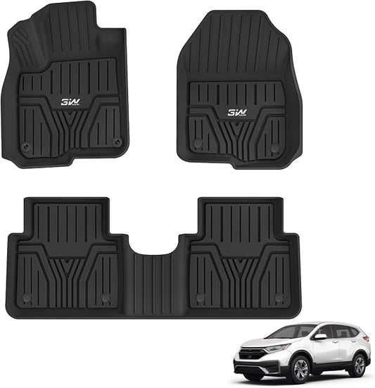 3W Floor Mats Fit for Honda CR-V 2017-2022 (Include Hybrid) TPE All Weather Custom Fit Floor Liner for Honda CRV 1st and 2nd Row Full Set Car Mats Black