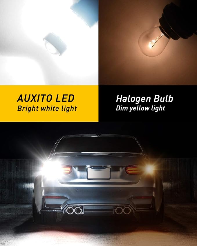 AUXITO 7440 7443 LED Bulb Reverse Lights, Super Bright 7441 7444 992 W21W LED Bulbs with Projector for Reverse Tail Brake Signal Back Up Parking Marker License Plate Lights, 6000K White