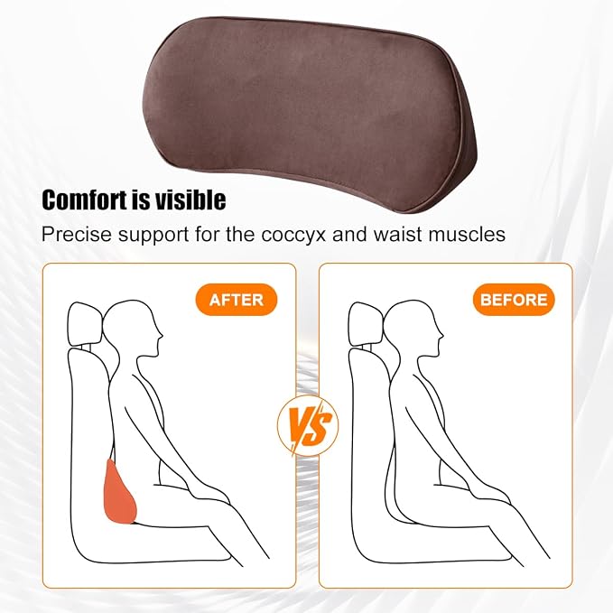 Zpana Car Lumbar Support Pillow, Memory Foam Vehicle Seat Lower Back Support Cushion for Back Pain Relief & Sciatica, Comfortable Auto Driver Seat Pad, Universal for Vehicles (Coffee)