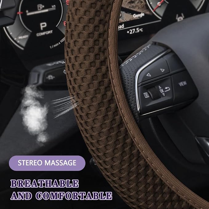 Elastic Stretch Steering Wheel Cover, Steering Wheel Cover, 15" Breathable Auto Steering Wheel Protector, Universal Car Accessories Comfortable Non-Slip Vehicle Steering Wheel Covers for Women Men