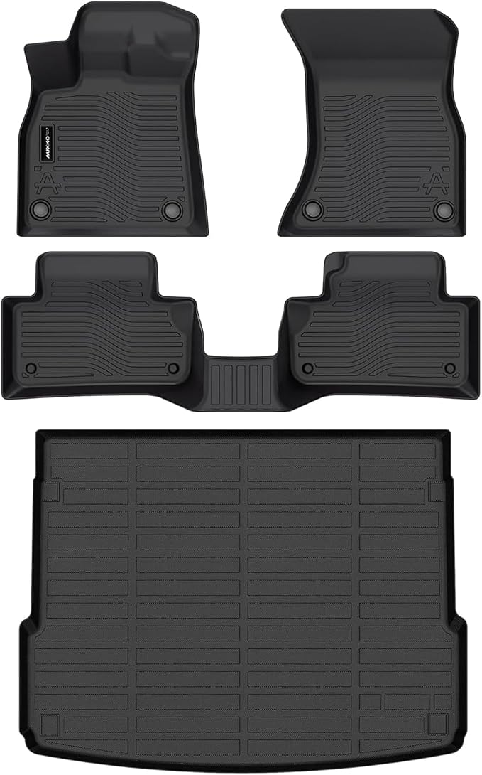 Auxko All Weather Floor Mats Cargo Mat Fit for Audi Q5 SQ5 (Include Sportback) 2024-2018 TPE Rubber Liners Set All Season Guard Odorless Anti-Slip Floor Mats Cargo Liner Black