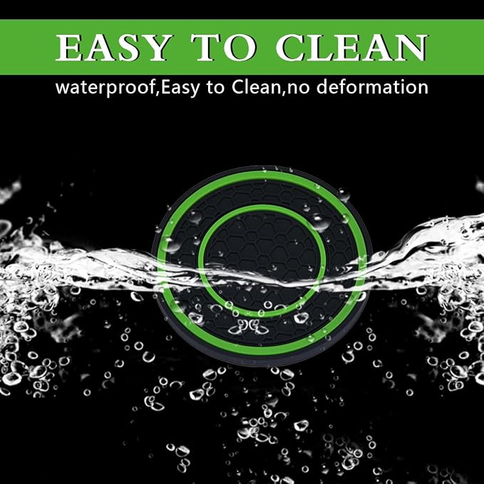 2 Pack Car Coasters for Cup Holder, 2.75 Inch Universal Auto Waterproof Coasters Silicon Insulation Cup Mats,No-Slip Anti Dust Insert Coaster for Woman Man, Suit for Vehicle Interior (2, Green)