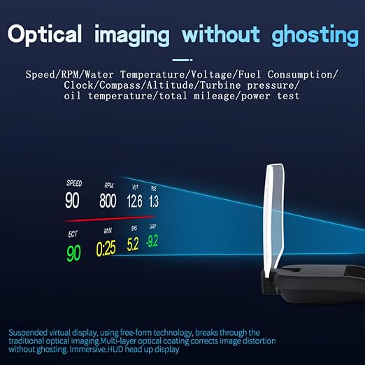 Liiiyuan Head Up Display for C2, Obd2 Display with RPM/Fuel Consumption/Water Temperature/Over-Speed Alarm, GPS Speedometer for Car, Suitable for All Cars