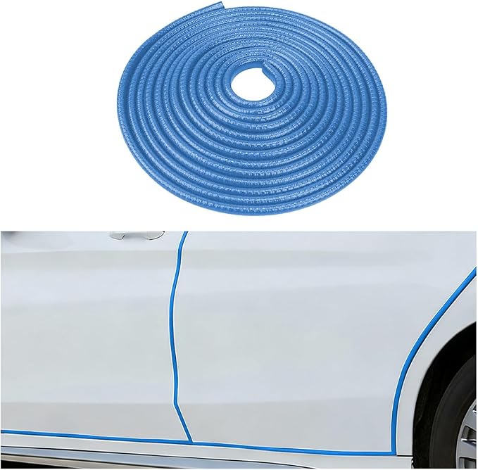 Car Door Edge Guards, 16.4FT U-Shaped Fade-Resistant Vehicle Edge Trim Seal Guard, No-Glue Design Automotive Door Entry Protector Strip, Universal Fit (Blue)