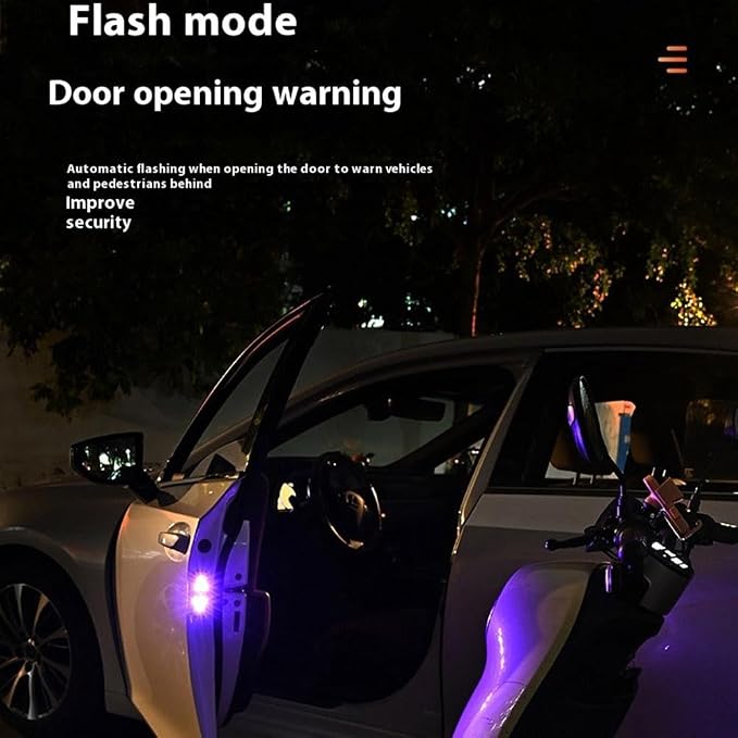 Car LED Door Lights Projector 7 Color Wireless Door Warning Lights USB Welcome Door Sill Courtesy Projection Magnetic Auto Sensing Ambient Puddle Lights (2Pcs)