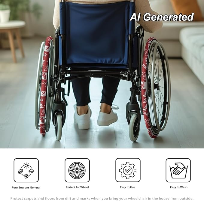 Santa Claus Christmas Wheelchair Wheel Covers for Holiday Wheelchair Tire Cover Wear-Resistant Non-Slip for Home