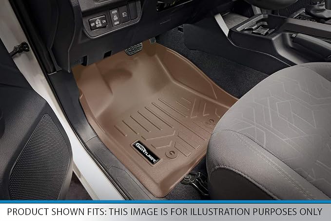 MAXLINER Floor Mats 1st Row Liner Set Tan for 2017-2018 Ford F-250/F-350 Super Duty Crew Cab or SuperCab