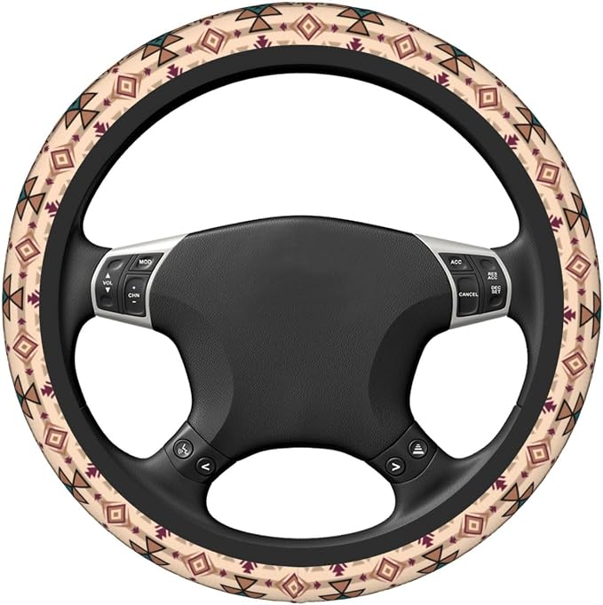 Retro Tribal Aztec Native Steering Wheel Cover For Women Men Girls Car Accessories Decor Anti-Slip Neoprene Auto Steering Wheel Covers Protector Universal 15 Inch