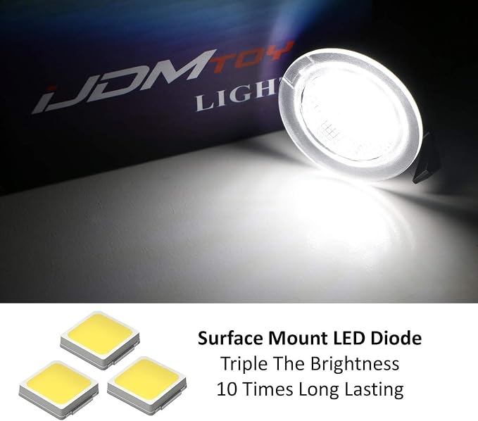 iJDMTOY White LED Under Side Mirror Puddle Lights Compatible With Ford F150 Raptor Edge Explorer Flex, Lincoln Navigator Mark LT MKX etc. (Powered by 18 pcs White SMD LED Lights)