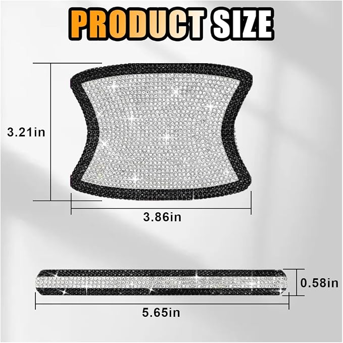 JOYCOURT 10PCS Bling Car Door Handle Anti-Scratch Sticker, Black&White | Universal Car Door Handle Cup Protective Cover, Adhesive Door Bowl Sticker, Shiny Rhinestone Auto Decor Accessories for Women