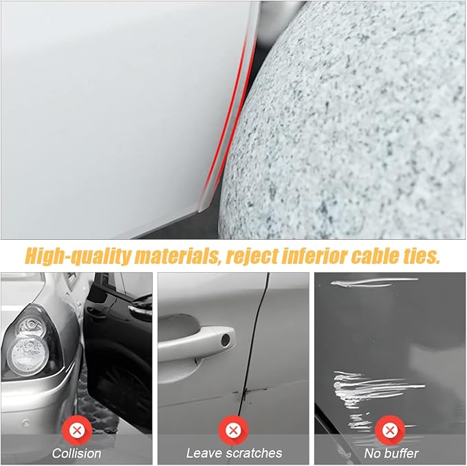 Car Door Edge Guards, 16Ft Clear U Shape No Glue Car Door Edge Protector, Chrome PVC Trim Molding Interior Strips, Automotive Door Entry Guard Protection Fit for Sedans Trucks SUV Boats (Transparent)