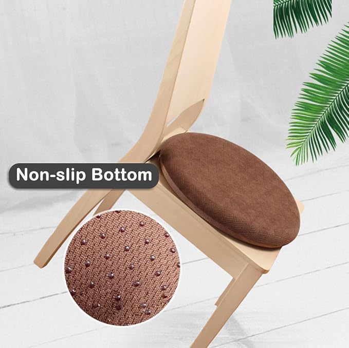 Sigmat Memory Foam Seat Cushion Anti-Slip Soft Round Chair Pad 18 Inch Coffee