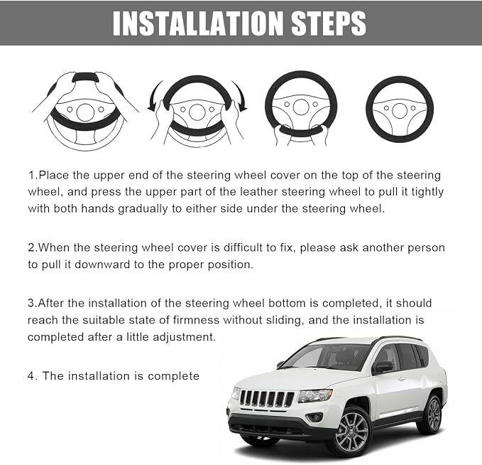Car Steering Wheel Cover, 15 Inch Anti-Slip Breathable Leather Auto Steering Wheel Protector, Full Surround Soft Steering Wheel Cover for Men Women, Car Interior Accessories (Gray & White)