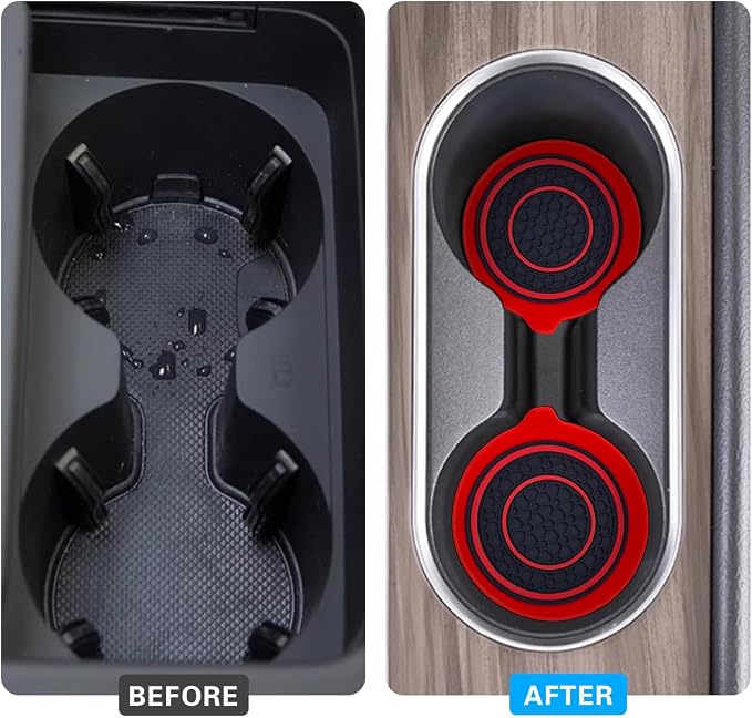 Mandark Car Cup Holder Coaster, 2.75 Inch Non-Slip Vehicle Cup Holder Insert Mats, Dustproof Automotive Interior Console Cup Insulated Pads Accessories, Universal for SUV, Sedan, Truck (Red)