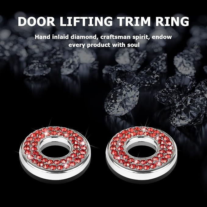 4PCS Bling Inner Car Door Lock Cover Stickers, Rhinestones Pull Rod Bolt Decorations, Crystal Auto Decals for Women Girls, Sparkly Car Door Lock Pin Caps for C Class C200L GLC260 C260L