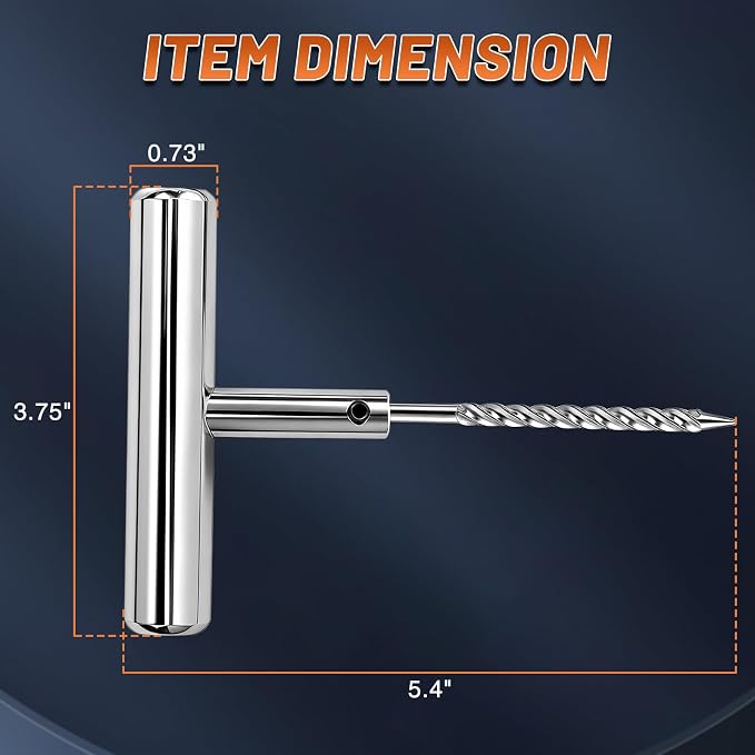 Spiral Probe Wrench, Tire Repair Puncture Tool Kit Heavy Duty Stanless Steel T-Handle Tire Repair Tool for Automobiles Motorcycles