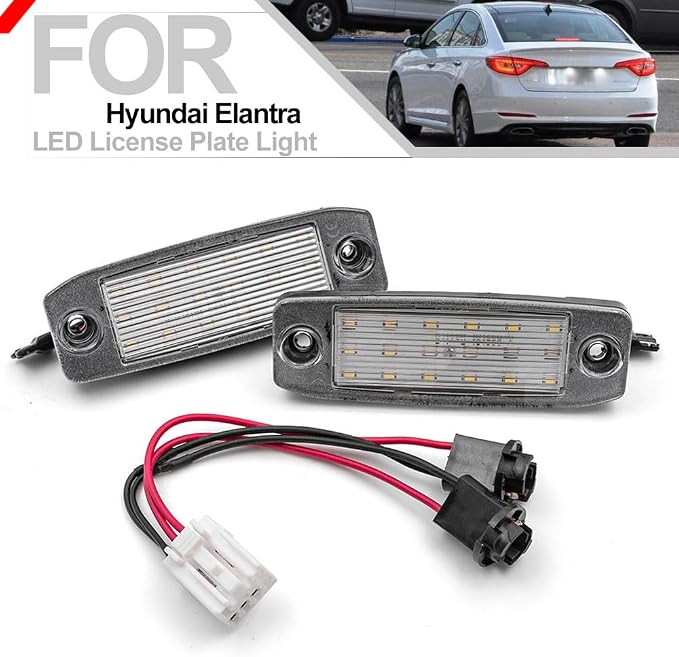 nsautolighting Elan'tra Led License Plate Light for 2007-2023+ Hyundai Kona N Elan'tra Tucson Sonata Kia Sport'age Sorento 6500K Xenon White Error Free Led Rear Tag Number Plate Lamps OEM 92501-J9000
