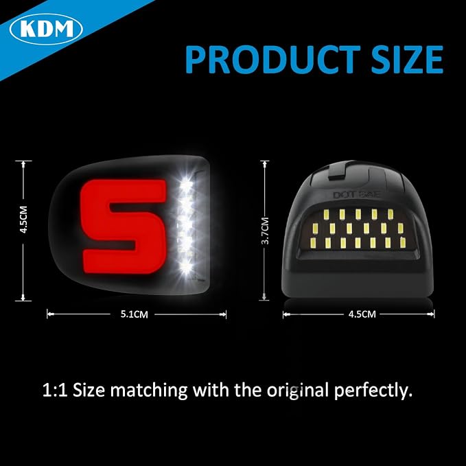KDM LED License Plate Light with“S”Red Neon Tube fit for 1999-2013 Chevy Silverado GMC Sierra 1500 2500 3500 HD Suburban Tahoe Ca-dillac Escalade EXT Yukon XL,White & Red 2Pcs Pack