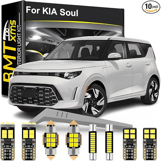 LED Interior Light Kit Replacement for KIA Soul 2010 2011 2012 2013 2014 2015 2016 2017 2018 2019 2020 2021 2022 2023 2024, Super Bright 6000K White