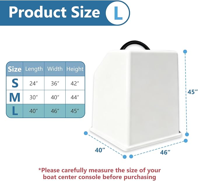 Boat Center Console Cover, 600D Marine Grade Polyester Canvas, Waterproof, Grey (Large Size up to 46" W 40" L 45" H)