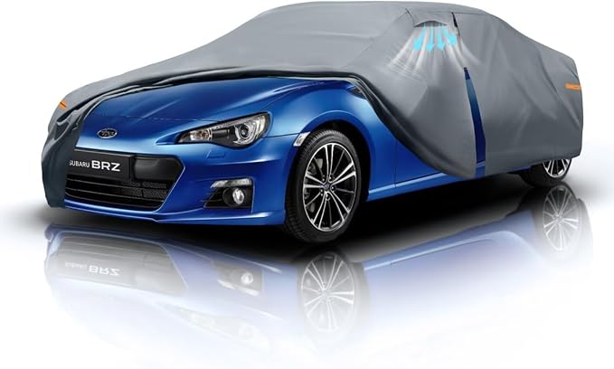 Waterproof BRZ(2012-2026) Car Cover with Breathable Vents, [Upgrade] Premium Covers with Cotton Liner and Zipper Door, Sun Rain Snow Dust Uv Protection.(Gift with Towel)