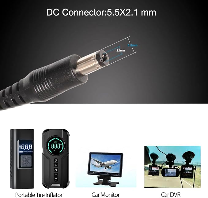 Car Charger for Spectra s1 Breast Pump,Tire Inflator Accessories 9FT 12V 9A | DC Power Cord 5.5x2.1mm ,Universal Cigarette Lighter Charger Cable Adapter for Portable Air Compressors,Camera