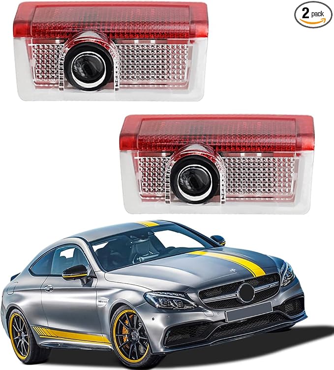 Car Door Lights LED Logo Projector Puddle Lights Compatible with A B C E-Class GLB GLC GLE, 2-Pack No Fade 4K-HD Auto Ghost Shadow Welcome Lights (Star+AMG)