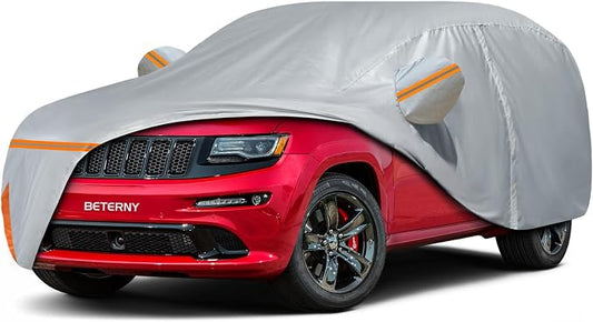 Car Cover for 2010-2026 Jeep Grand Cherokee, Waterproof Custom-fit All Weather Sun Rain UV Dust Snow Protection Outdoor Full Car Cover with Door Zipper and Cotton Lining-Gray