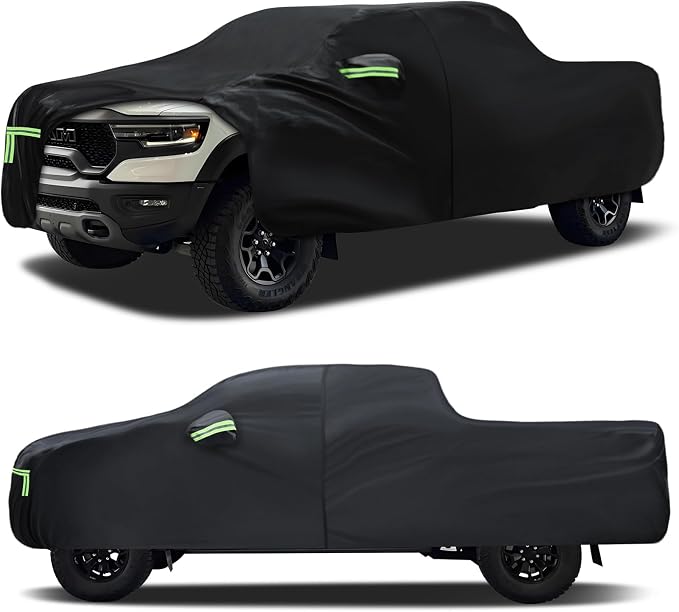 Pickup Truck Cover Custom Fit for Ram 1500 2009-2026, 6 Layers Car Cover Waterproof All Weather for Automobiles,Outdoor Full Exterior Cover,Rain, Sun, Wind Protection,Black