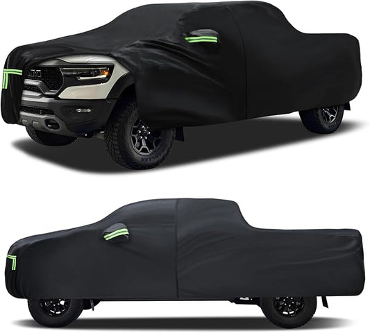 Pickup Truck Cover Custom Fit for Ram 1500 2009-2026, 6 Layers Car Cover Waterproof All Weather for Automobiles,Outdoor Full Exterior Cover,Rain, Sun, Wind Protection,Black