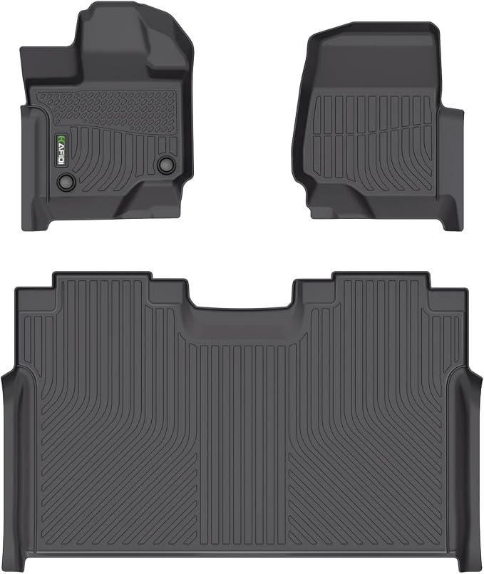 HAFIDI® Floor Mats for Ford F-150 2015-2026 | F150 Lightning 2022-2025 SuperCrew Cab (Rear w/o Fold Flat Storage) All Weather Protector TPE Floor Liners Accessories Anti-Slip 1st & 2nd Row, Black