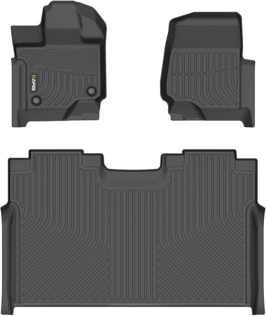HAFIDI® Floor Mats for Ford F-150 2015-2026 | F150 Lightning 2022-2025 SuperCrew Cab (Rear w/o Fold Flat Storage) All Weather Protector TPE Floor Liners Accessories Anti-Slip 1st & 2nd Row, Black