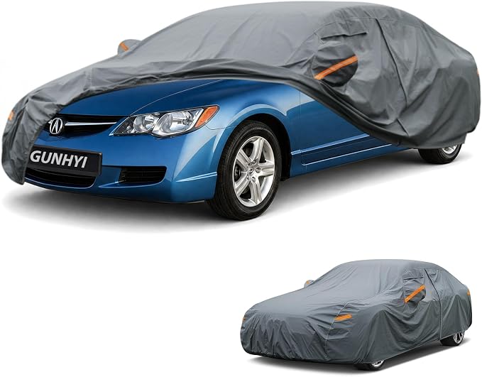 GUNHYI Premium Car Cover Custom Fit Acura CSX, 16 Layers Heavy Duty Car Cover Waterproof All Weather with Zipper Door for Sun Rain Snow Dust Uv Protection